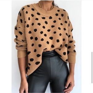 Oversized Dotted Camel Leopard Chunky Fall Sweater